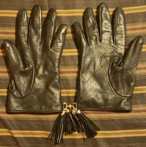 Henri Bendel Black Leather Gloves